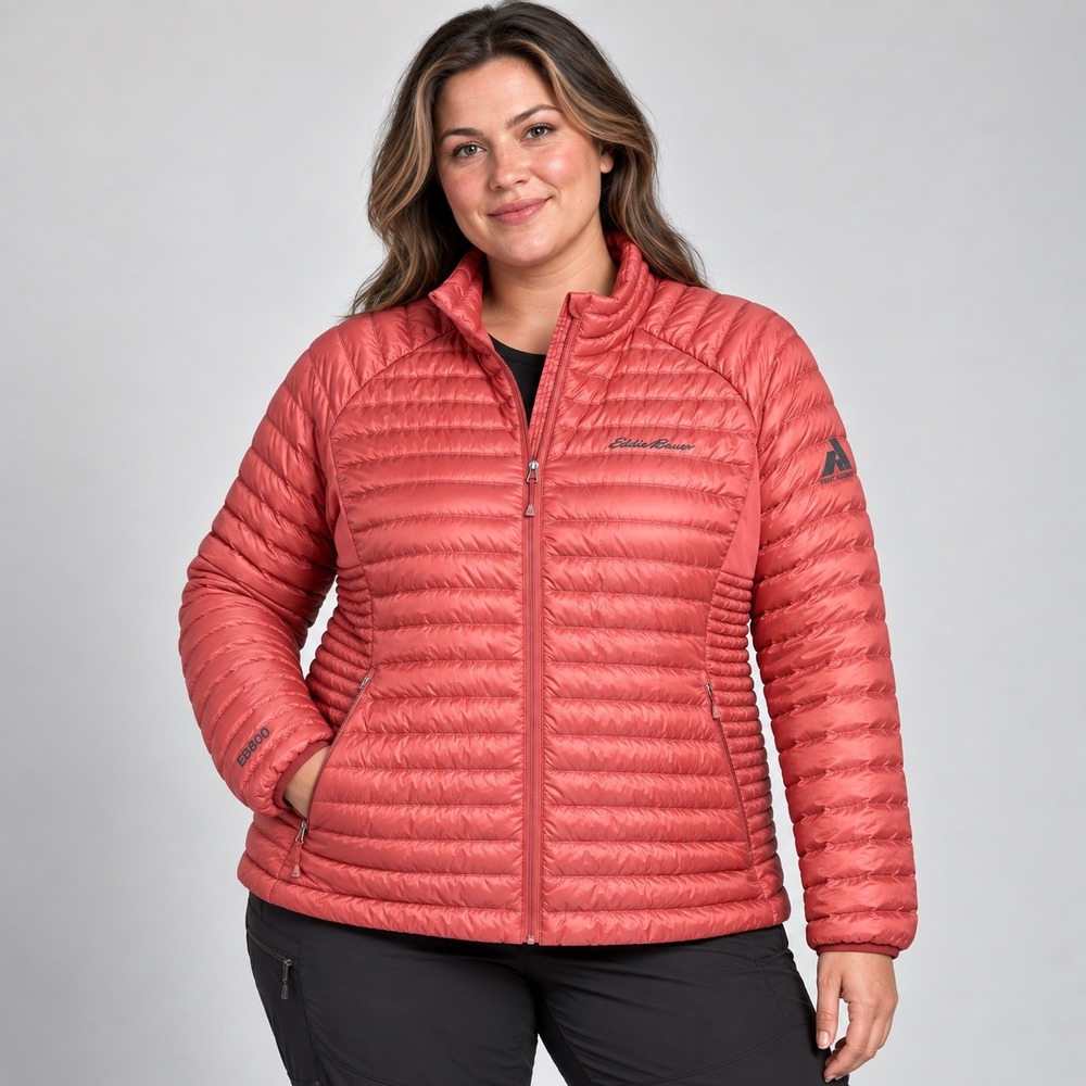 Eddie Bauer First Ascent EB800 Down Jacket Women 2XL Coral Pink Pertex Quantum